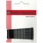 Item 185 Hair Grip "Beby Brand" - Ball Pointed - n. 7 - mm 59 - Waved Black Card of 12 pcs - Cardboard Box of 72 Cards