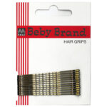 Item 186 Hair Grip "Beby Brand" - Ball Pointed - n. 7 - mm 59 - Waved Brown Card of 12 pcs - Cardboard Box of 72 Cards