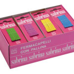 Art. 215 Fermaglio con goccia smaltato - n. 5 - mm 48 - Ondato - Colori Assortiti Cartino da 12 pezzi - Scatola in Cartone e Polietilene da 72 Cartini (12 Cartini per 6 colori)