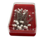 Item 770 Glass Headed Pin - Temperate Nickel Plated Steel - mm 29 - White Plastic Box of 60 pcs - Cardboard Pack of 40 Boxes