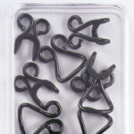 Item 1032 Brass Corset Hooks n. 13 - Black Transparent Polystyrene Box of 60 pairs - Cardboard Pack of 10 Boxes