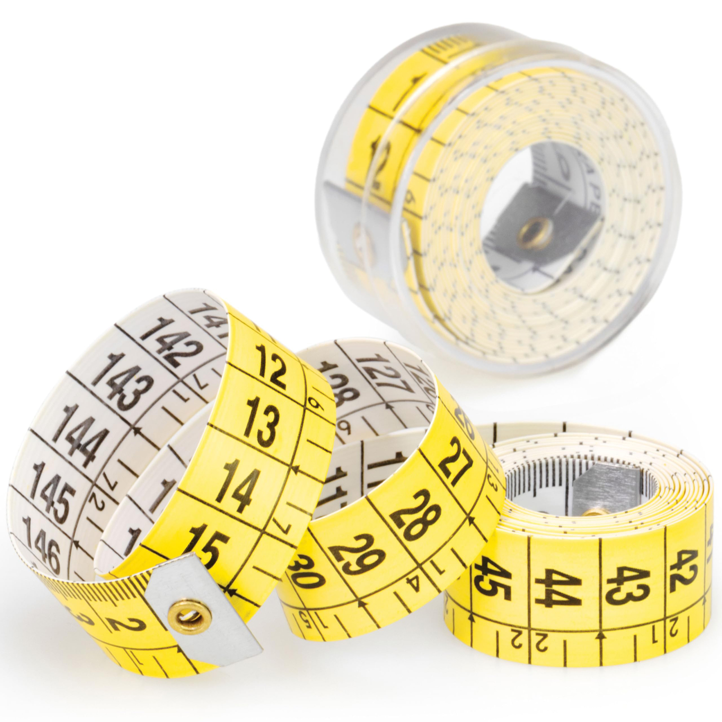 Version 1.0.0 Item 2043 Tailor's Tape Measure "Suisse Model" - cm 150 - With Transparent Plastic Box - "First Quality" Plastic Box of 1 pc - Cardboard Box of 12 Boxes - Image 1