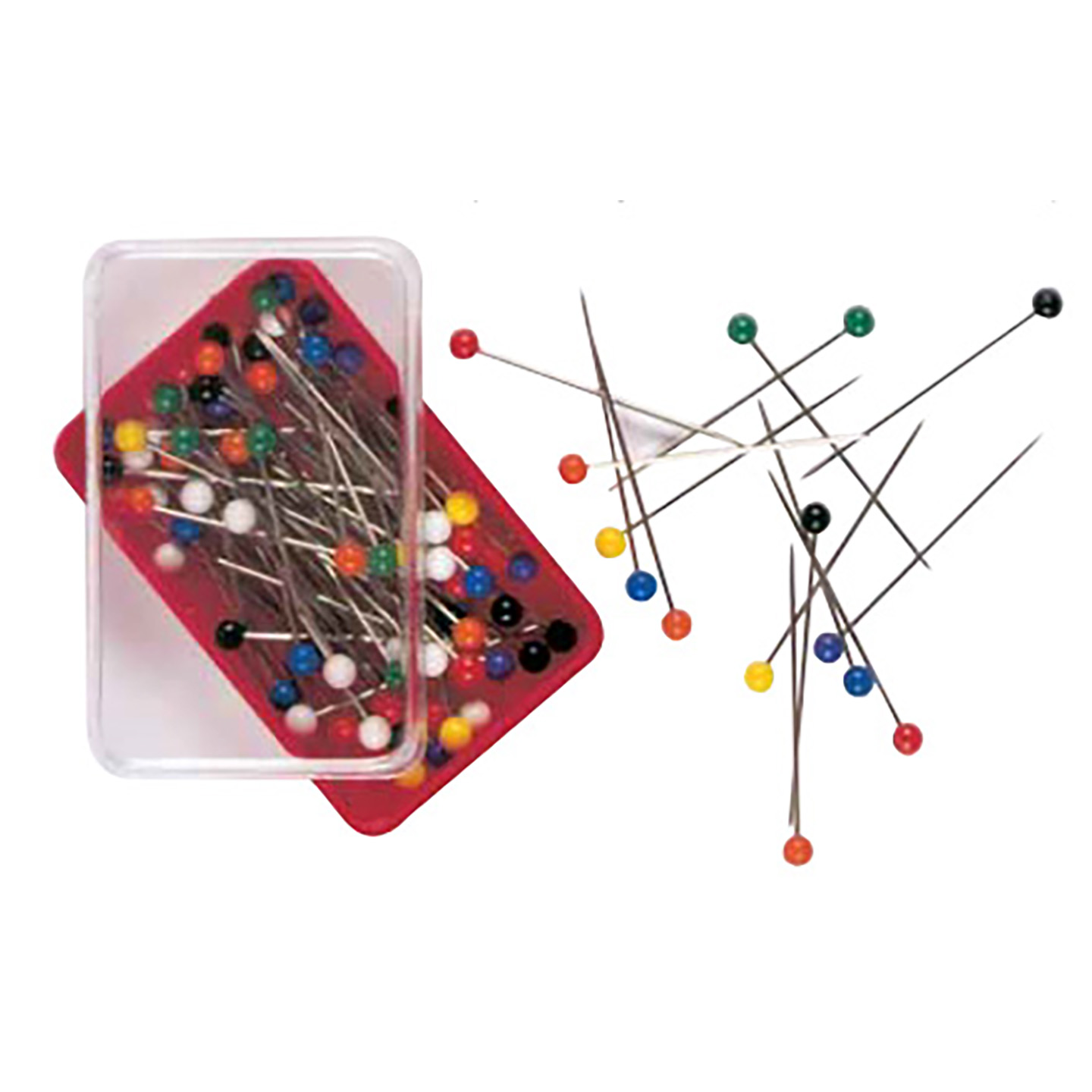 0000000000743_0 Item 743/0 Nickel Plated Steel Pin - mm 29 - Plastic Head - Assorted Colors Plastic Box of 80 pcs - Cardboard Box of 40 Boxes - Image 1