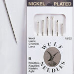 Item 2064 Wool Sewing Needles with Point - Nickel Plated Steel - Size 18/22 Polybag of 6 pcs - Cardboard Box of 50 Polybags